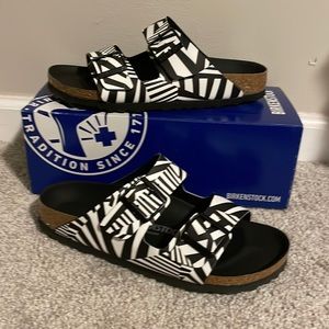 Birkenstock Arizona Dazzle Camo Black White asst go